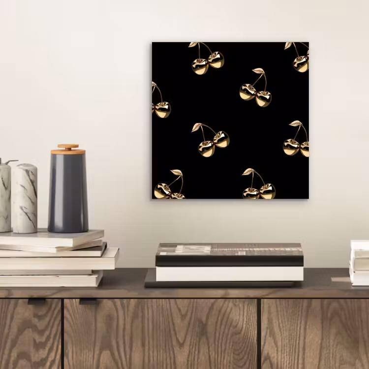 Patroon - Kersen - Goud - Chrome aluminium wit klein -sfeer1
