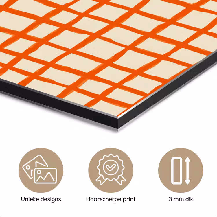 Patroon - Lijnen - Oranje aluminium wit klein 46 -closeup_NL