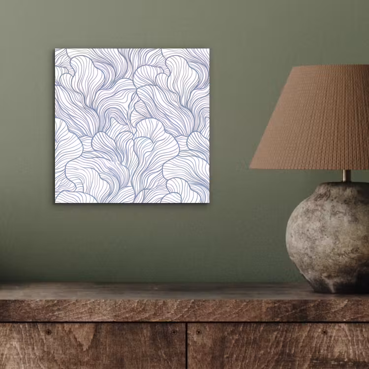 Patroon - Lijnen - Organisch - Abstract - Blauw aluminium wit klein -sfeer2