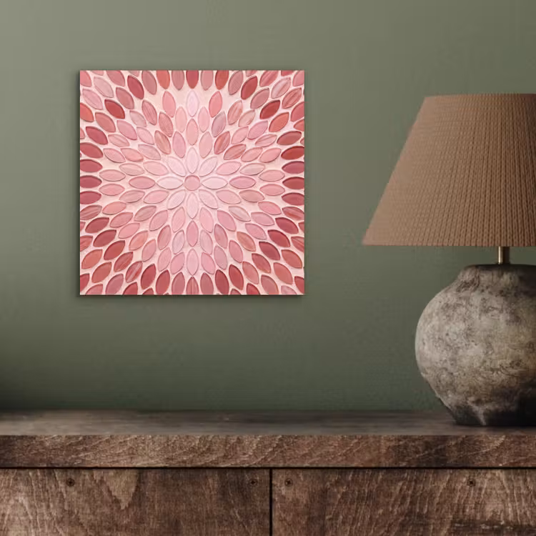 Patroon - Mozaïek - Ovaal - Abstract - Roze aluminium wit klein -sfeer2