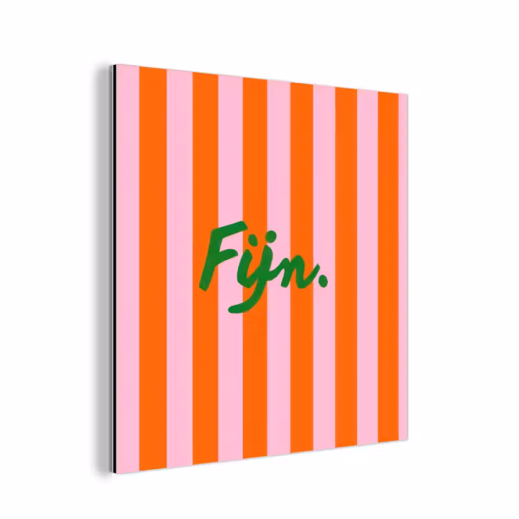 Patroon - Oranje - Fijn - Strepen aluminium wit klein -3d