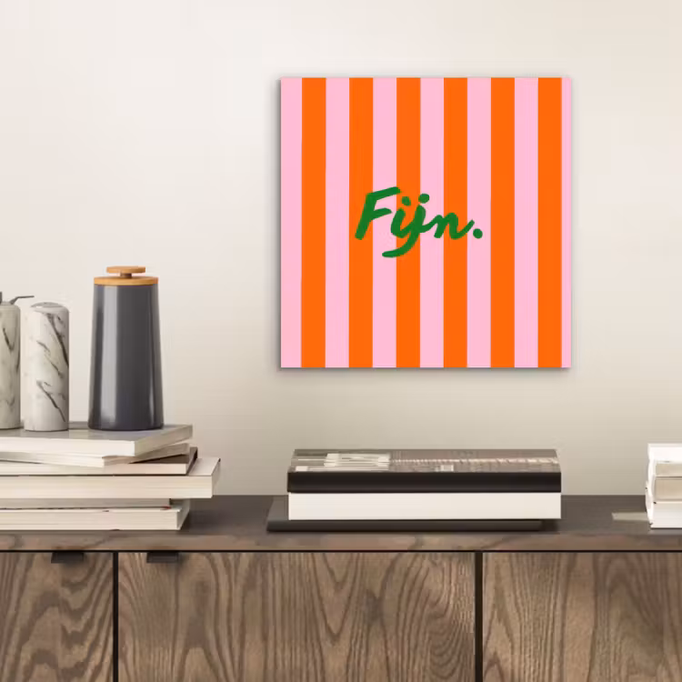 Patroon - Oranje - Fijn - Strepen aluminium wit klein -sfeer1