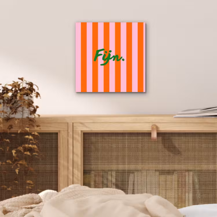 Patroon - Oranje - Fijn - Strepen aluminium wit klein -sfeer3