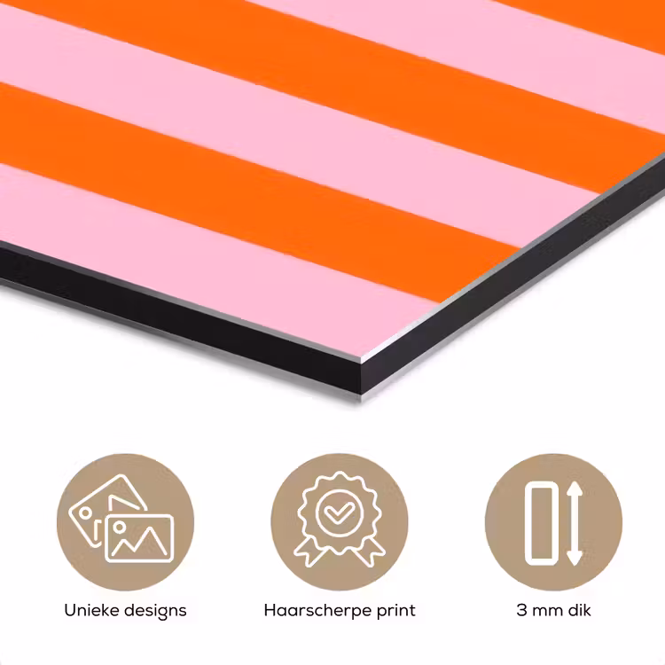Patroon - Oranje - Fijn - Strepen aluminium wit klein -closeup_NL