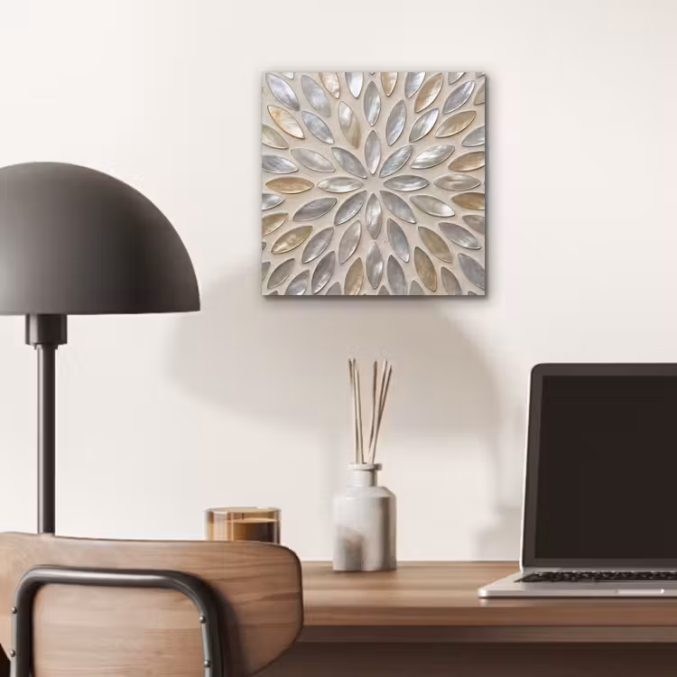Patroon - Ovaal - Glanzend - Abstract - Beige aluminium wit klein -sfeer5