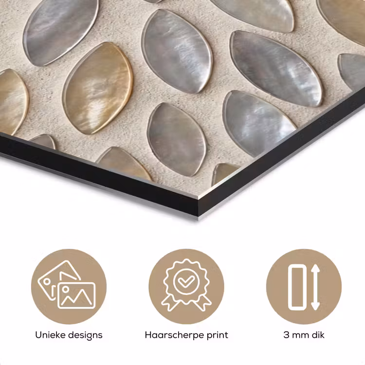 Patroon - Ovaal - Glanzend - Abstract - Beige aluminium wit klein -closeup_NL