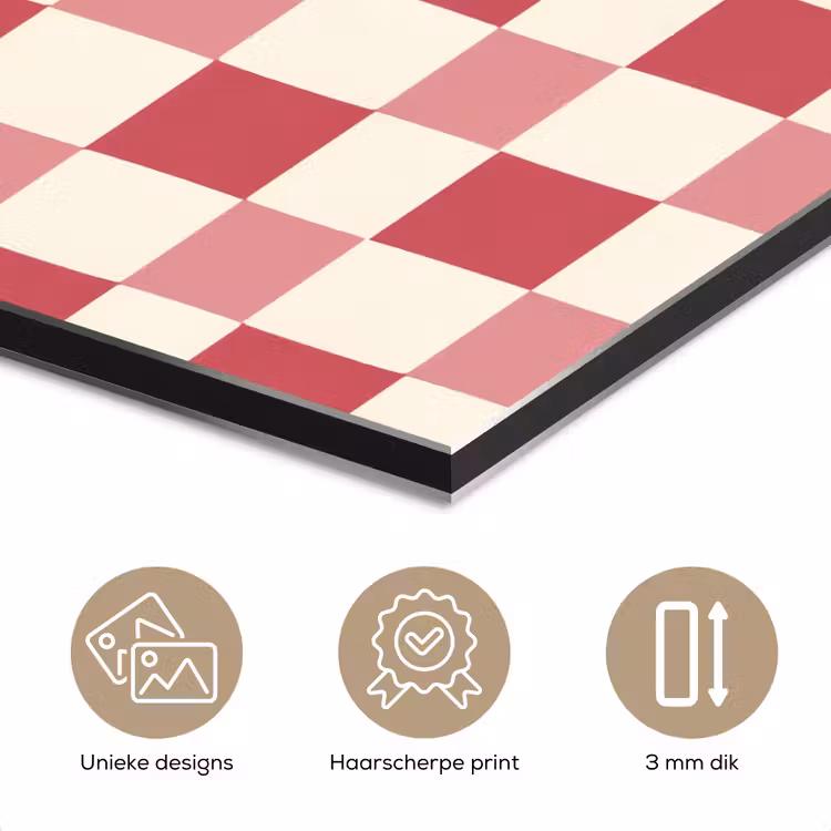 Patroon - Schaak - Roze aluminium wit klein 46 -closeup_NL