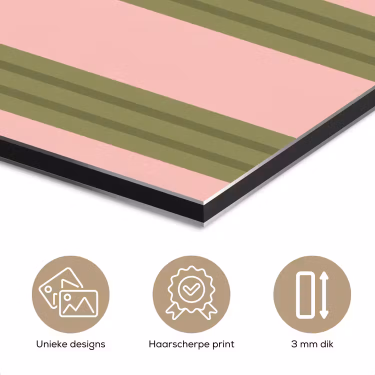 Patroon - Strepen - Abstract - Roze - Groen aluminium wit klein -closeup_NL