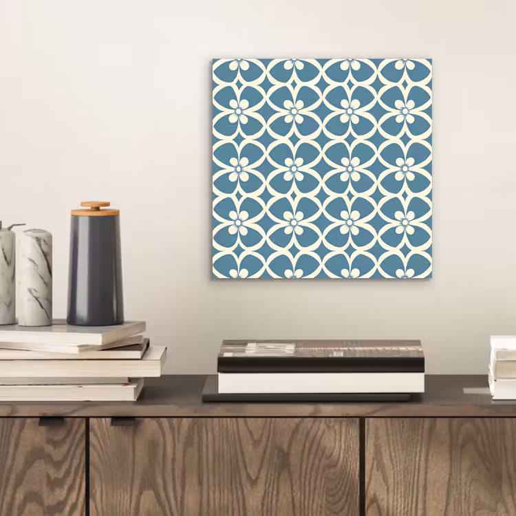 Patroon - Symmetrisch - Blauw aluminium wit klein 46 -sfeer1