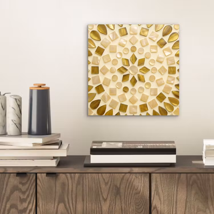 Patroon - Vormen - Mozaïek - Abstract - Goud aluminium wit klein -sfeer1