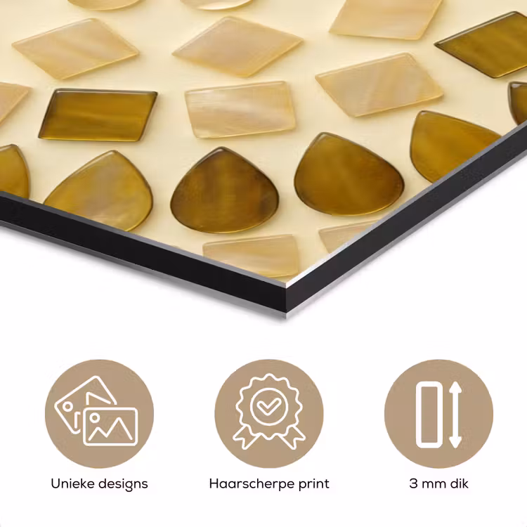 Patroon - Vormen - Mozaïek - Abstract - Goud aluminium wit klein -closeup_NL