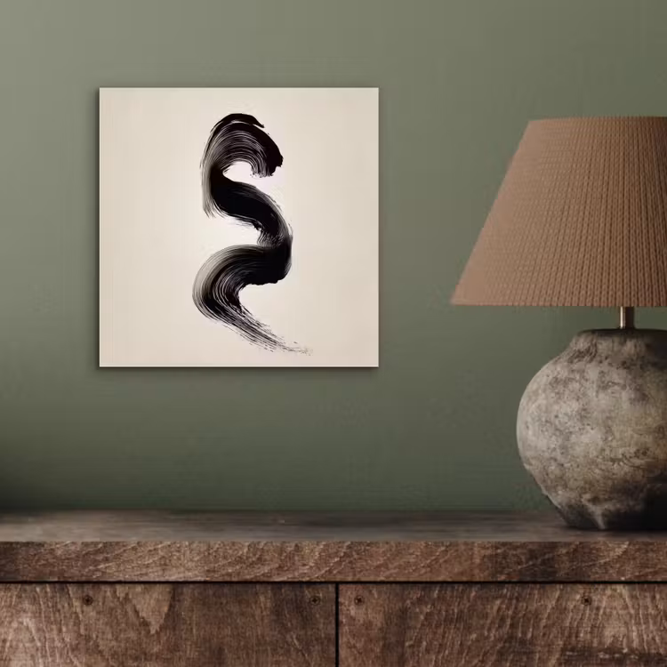 Penseelstreek - Zwart - Minimalistisch aluminium wit klein -sfeer2