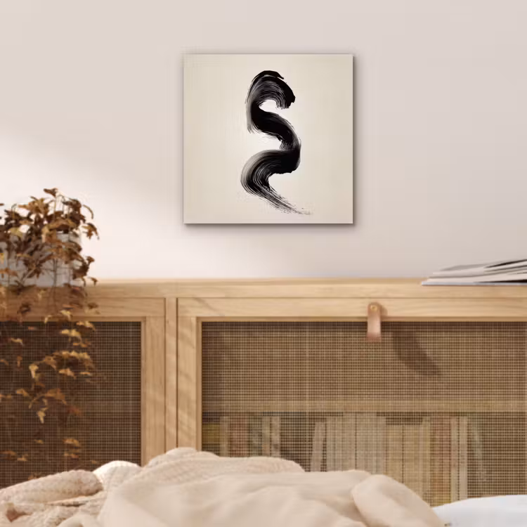 Penseelstreek - Zwart - Minimalistisch aluminium wit klein -sfeer3