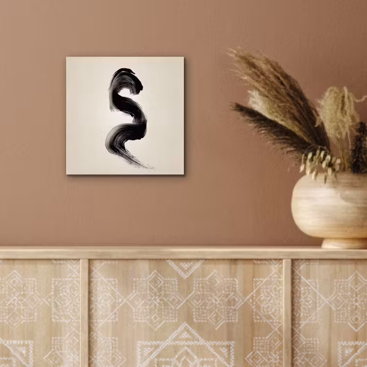 Penseelstreek - Zwart - Minimalistisch aluminium wit klein -sfeer4