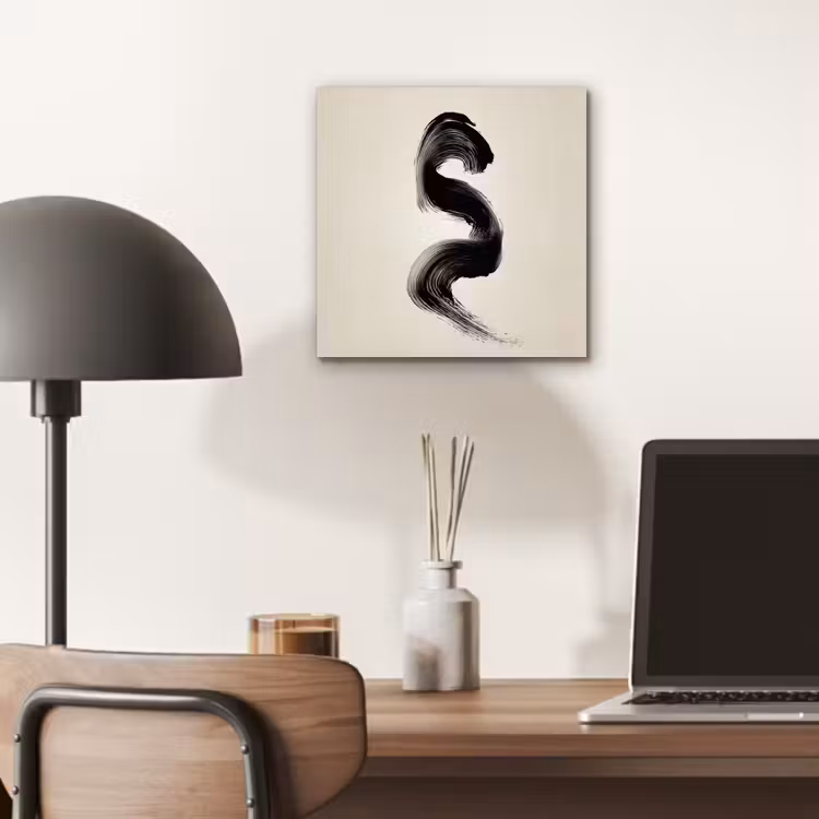 Penseelstreek - Zwart - Minimalistisch aluminium wit klein -sfeer5