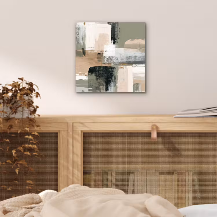 Penseelstreken - Abstract - Aardetinten aluminium wit klein -sfeer3