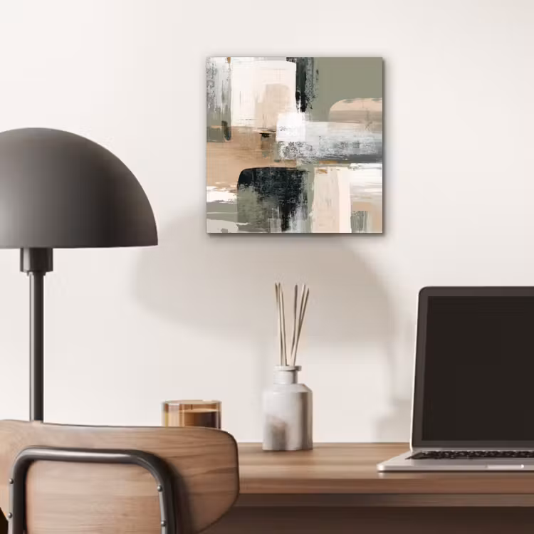 Penseelstreken - Abstract - Aardetinten aluminium wit klein -sfeer5