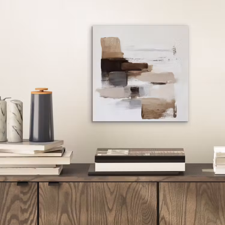 Penseelstreken - Balans - Beige - Bruin aluminium wit klein -sfeer1