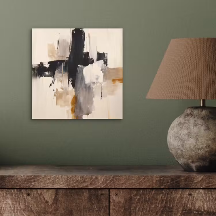 Penseelstreken - Ruw - Abstract - Beige aluminium wit klein -sfeer2