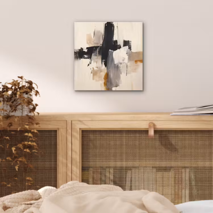 Penseelstreken - Ruw - Abstract - Beige aluminium wit klein -sfeer3