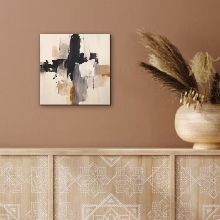 Penseelstreken - Ruw - Abstract - Beige aluminium wit klein -sfeer4