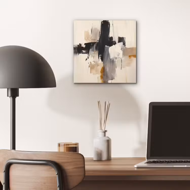 Penseelstreken - Ruw - Abstract - Beige aluminium wit klein -sfeer5