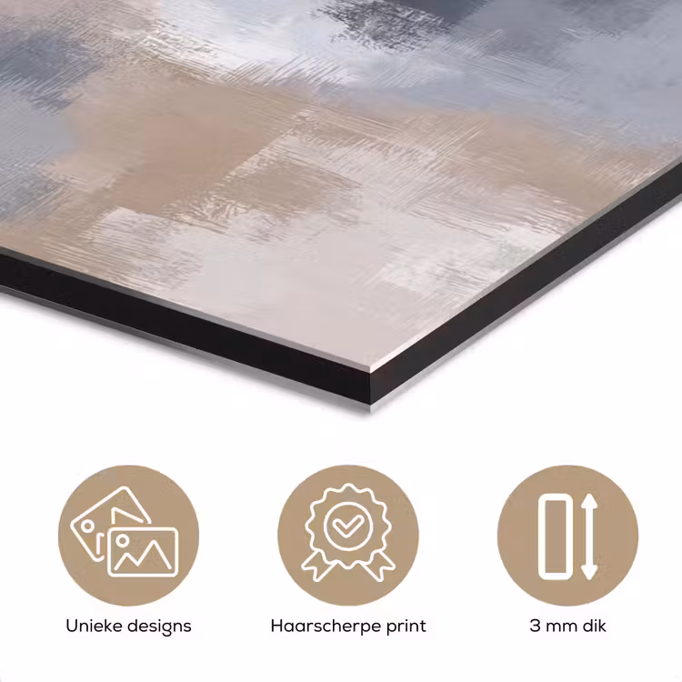 Penseelstreken - Schilderij - Beige aluminium wit klein -closeup_NL