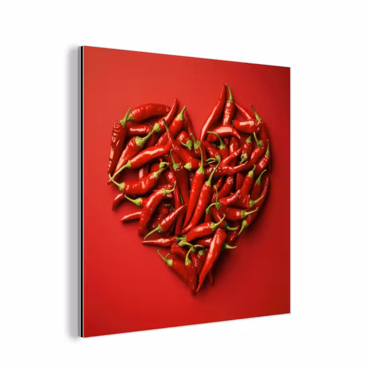 Pepers - Rood - Hart aluminium wit klein -3d