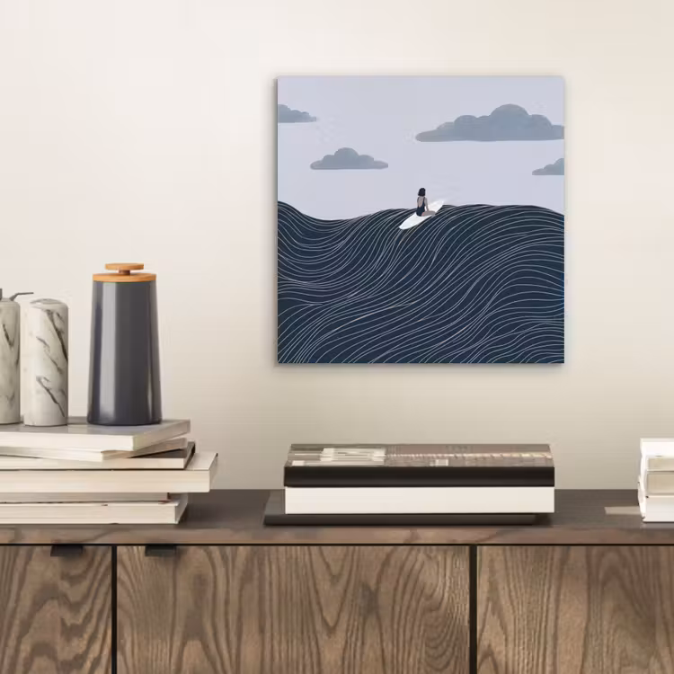 Persoon - Surfen - Oceaan - Natuur - Modern aluminium wit klein -sfeer1