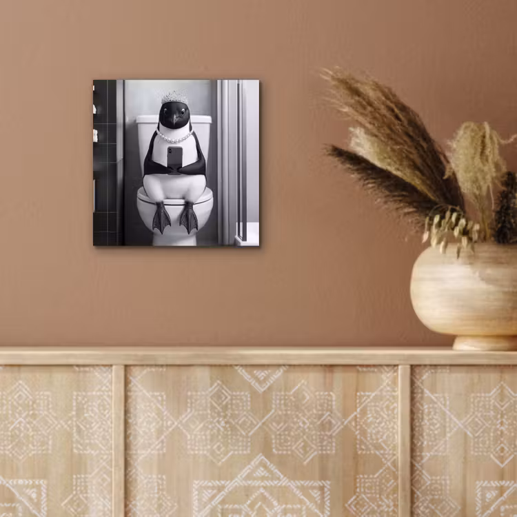 Pinguïn - Telefoon - Toilet - Zwart - Wit aluminium wit klein -sfeer4