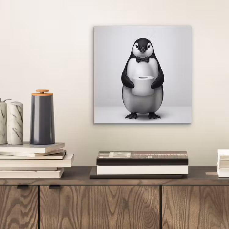 Pinguïn - WC rol - Wit aluminium wit klein -sfeer1