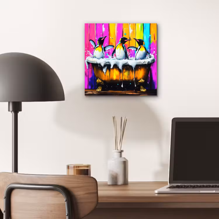 Pinguïns - Badkuip - Kleurrijk - Schuim aluminium wit klein -sfeer5