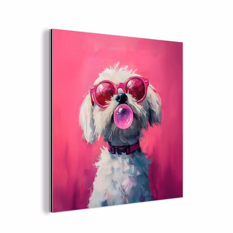 Pink - Hond - Bubbel aluminium wit klein -3d