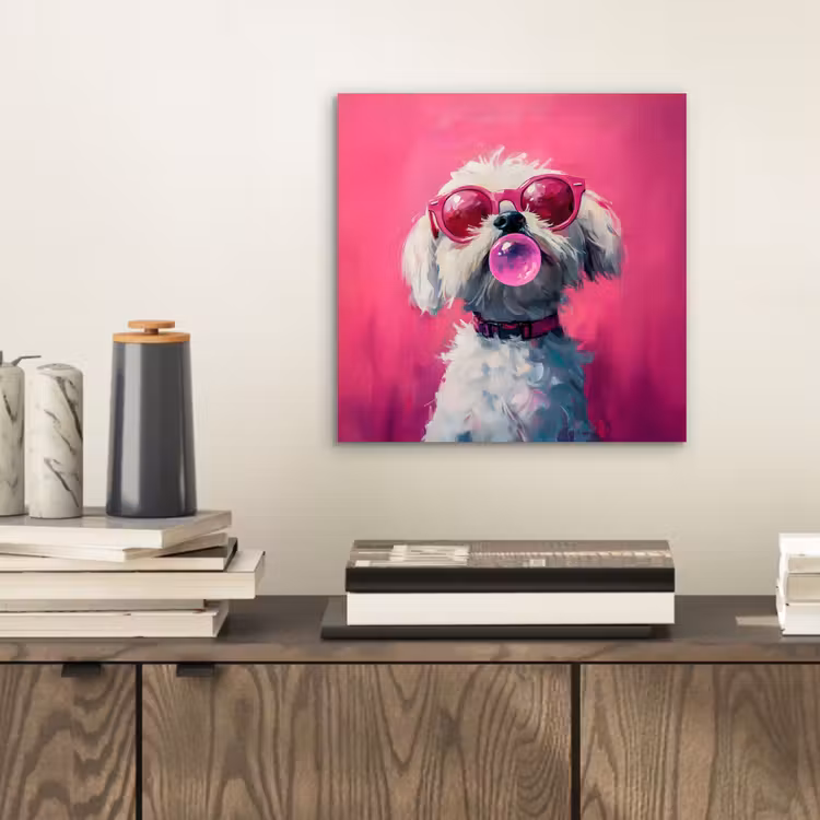Pink - Hond - Bubbel aluminium wit klein -sfeer1