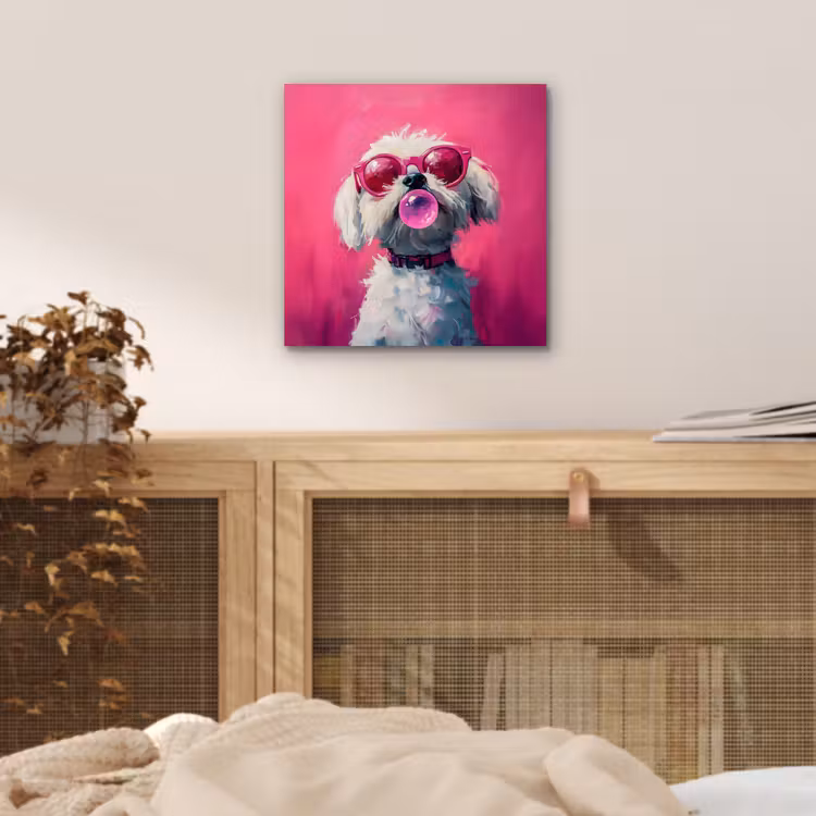 Pink - Hond - Bubbel aluminium wit klein -sfeer3