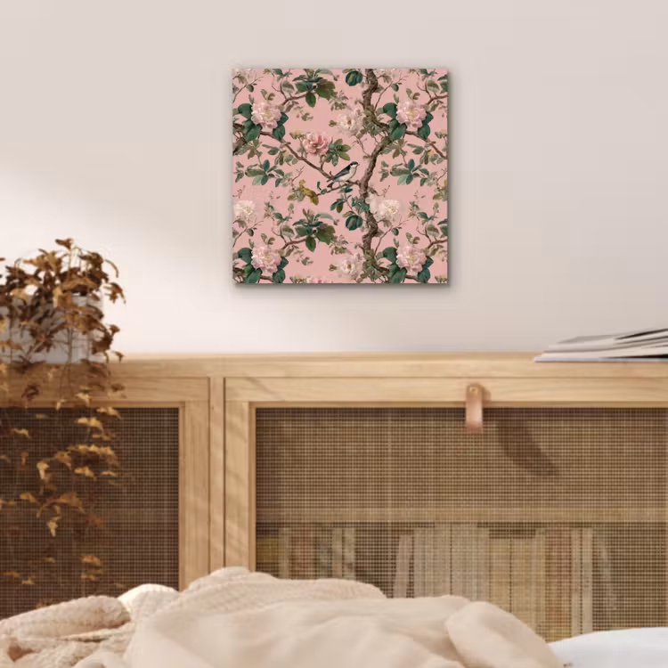 Pioenrozen - Botanisch - Vogel aluminium wit klein 46 -sfeer3