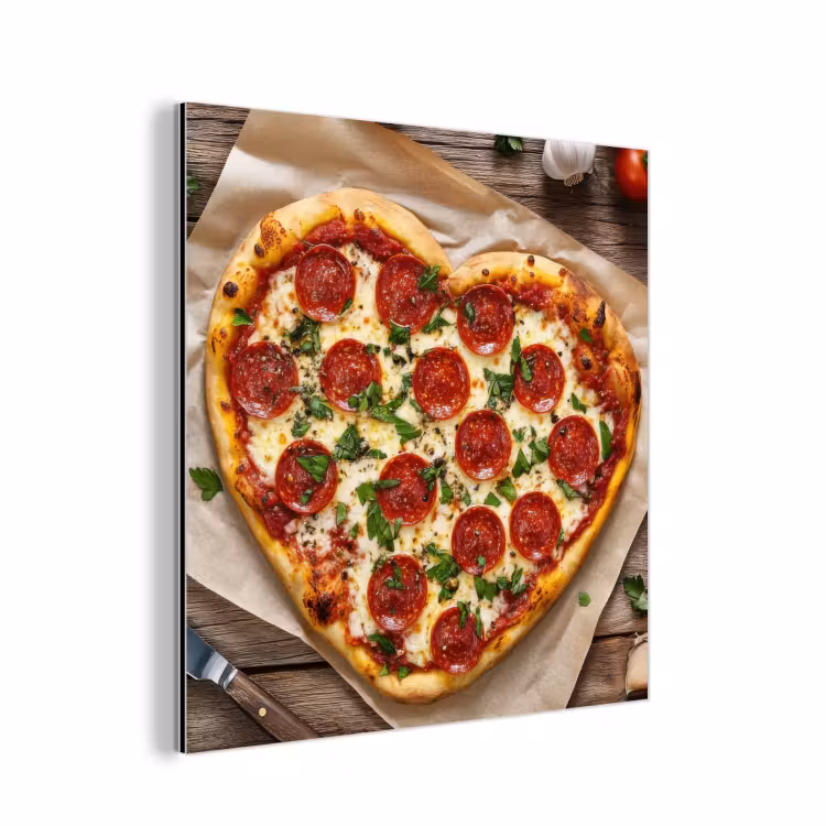 Pizza - Hart - Pepperoni - Tomaat aluminium wit klein -3d