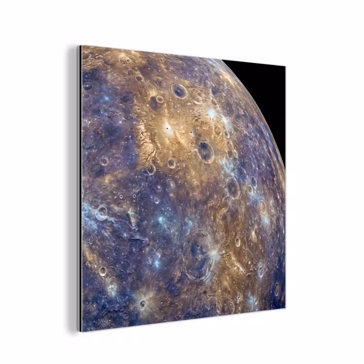 Aluminium schilderij - Planeet - Kraters - Ruimte - Planeet - Kraters - Ruimte aluminium wit klein