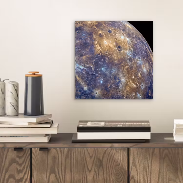 Aluminium schilderij - Planeet - Kraters - Ruimte - Planeet - Kraters - Ruimte aluminium wit klein