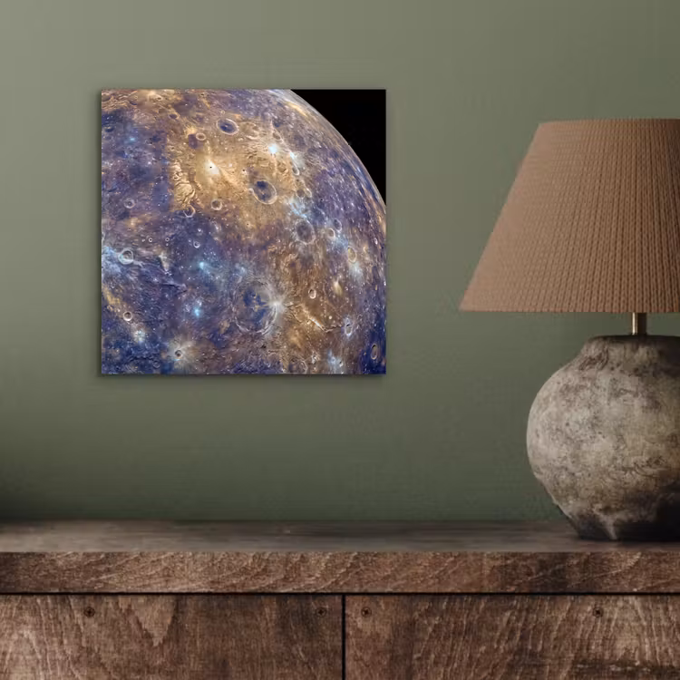 Aluminium schilderij - Planeet - Kraters - Ruimte - Planeet - Kraters - Ruimte aluminium wit klein