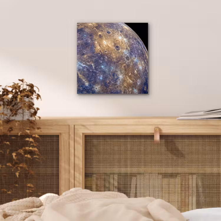 Aluminium schilderij - Planeet - Kraters - Ruimte - Planeet - Kraters - Ruimte aluminium wit klein