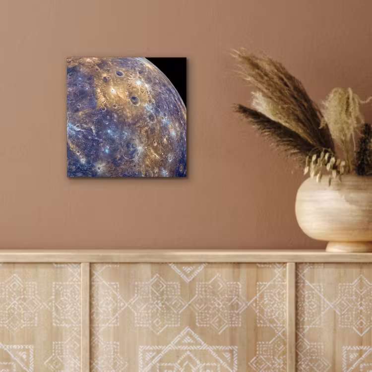 Aluminium schilderij - Planeet - Kraters - Ruimte - Planeet - Kraters - Ruimte aluminium wit klein