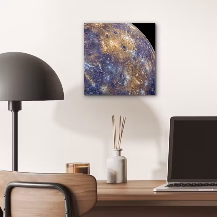 Aluminium schilderij - Planeet - Kraters - Ruimte - Planeet - Kraters - Ruimte aluminium wit klein