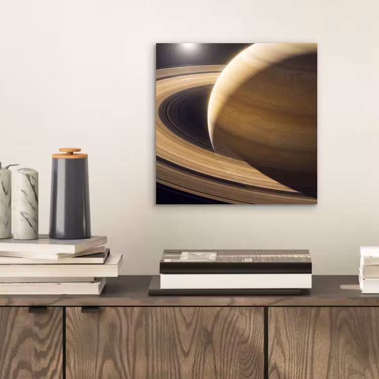 Aluminium schilderij - Planeet - Ringen - Ruimte - Planeet - Ringen - Ruimte aluminium wit klein
