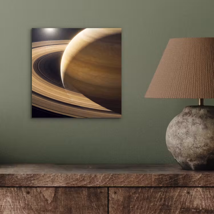 Aluminium schilderij - Planeet - Ringen - Ruimte - Planeet - Ringen - Ruimte aluminium wit klein