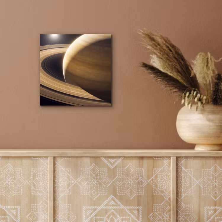 Aluminium schilderij - Planeet - Ringen - Ruimte - Planeet - Ringen - Ruimte aluminium wit klein