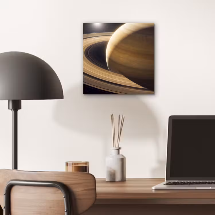 Aluminium schilderij - Planeet - Ringen - Ruimte - Planeet - Ringen - Ruimte aluminium wit klein