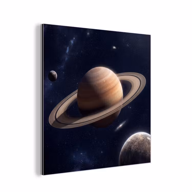Planeten - Saturnus - Ruimte aluminium wit klein -3d