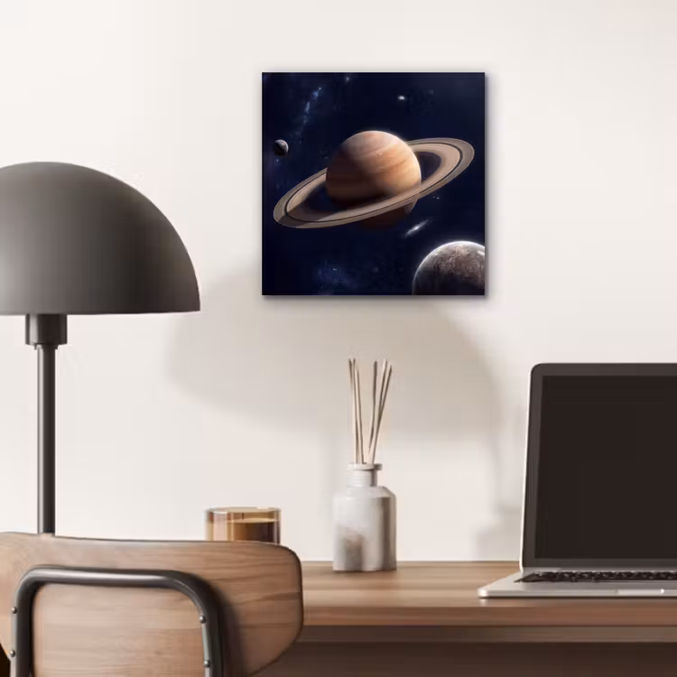 Planeten - Saturnus - Ruimte aluminium wit klein -sfeer5