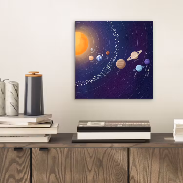 Planetenstelsel - Ruimte - Illustratie aluminium wit klein -sfeer1